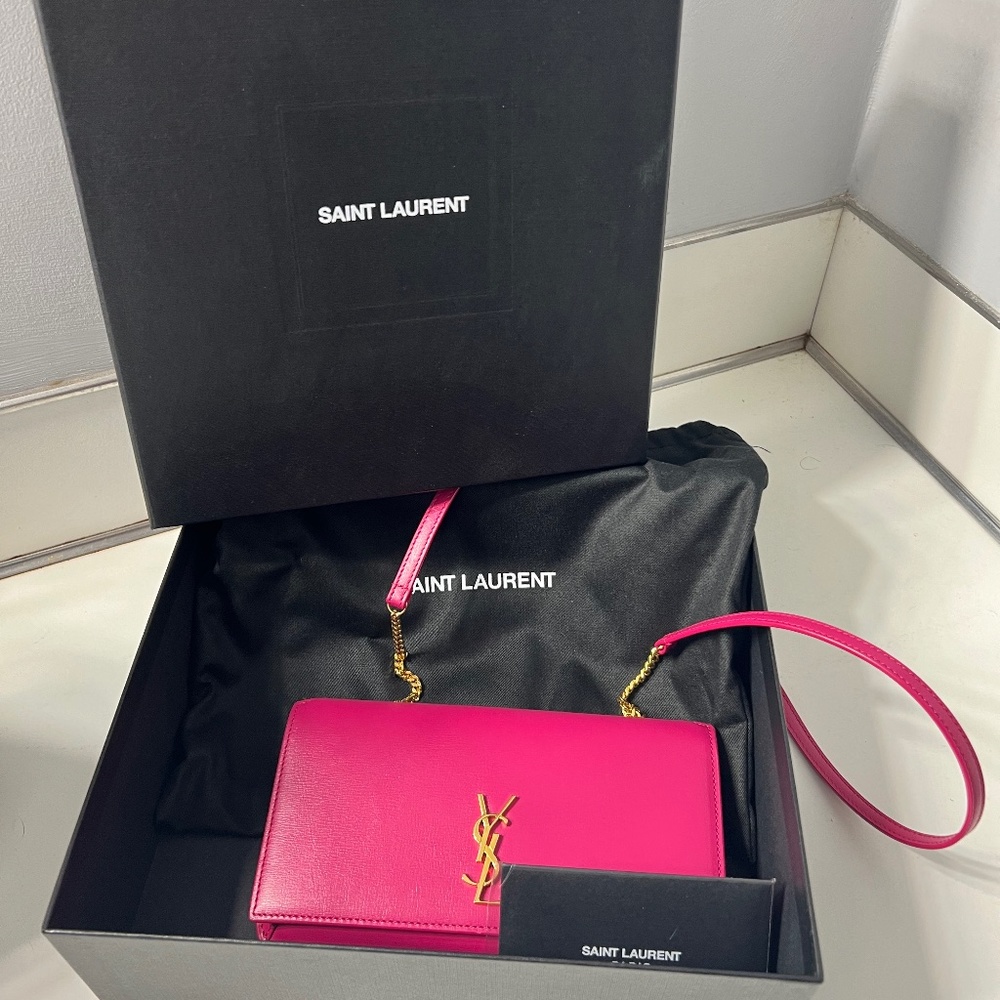 YSL Hot pink phone holder crossbody